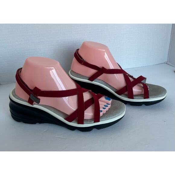 JAMBU Memory Foam Ginger Strappy Wedge Sandals Slender Crisscross Size 9.5M - Picture 2 of 8